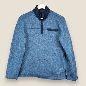 Eddie Bauer Quarter Zip Fleece Pullover Sweater Men Small Blue Chest Pocket